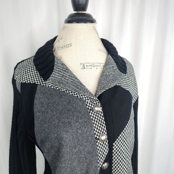 Vintage Austin Reed Cardigan Sweater Large Black Gray NWT - Picture 2 of 9